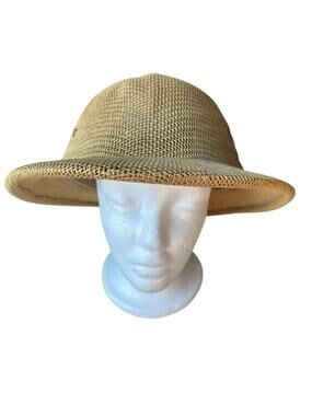 Vintage BROOKSTONE Pith Bonney Safari Hard Woven Hat Adjustable Made in USA